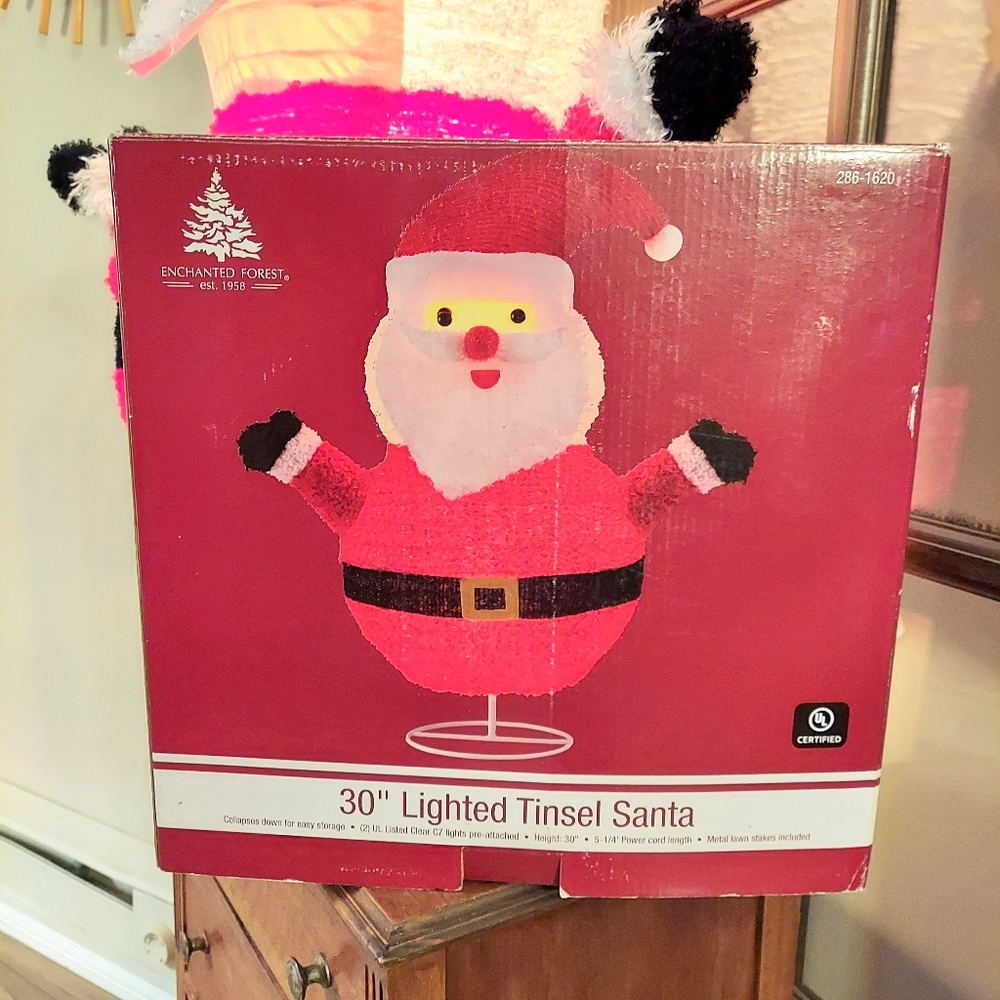 Lighted Santa Claus Christmas Sculpture 30 in Collapsible Indoor Outdoor